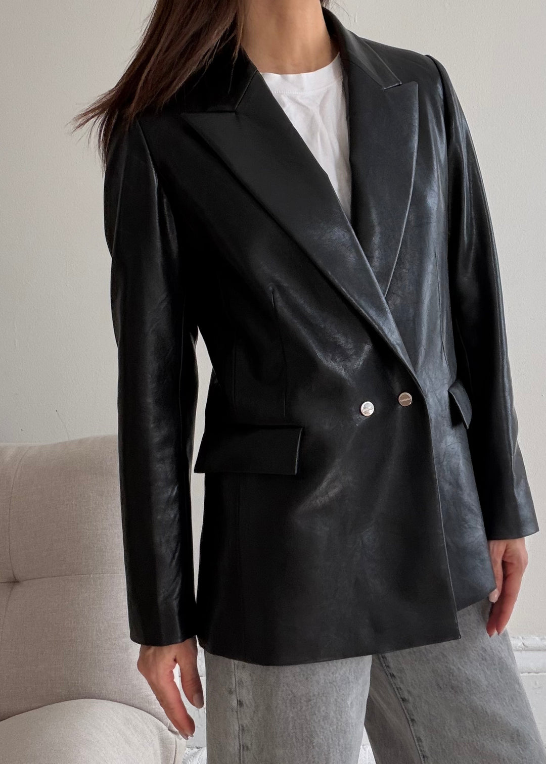 Black leather blazer - SERRANO