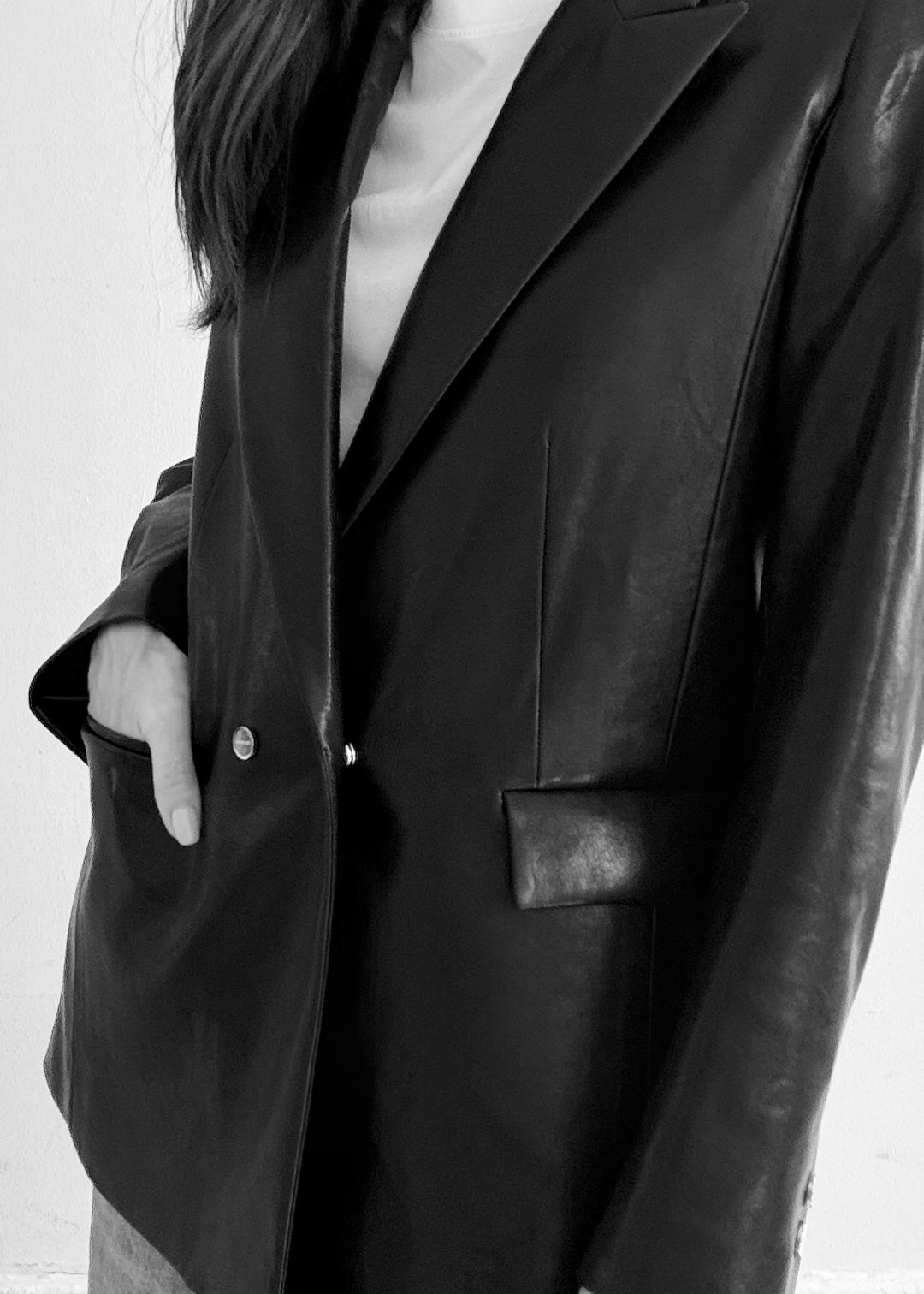 Black leather blazer - SERRANO
