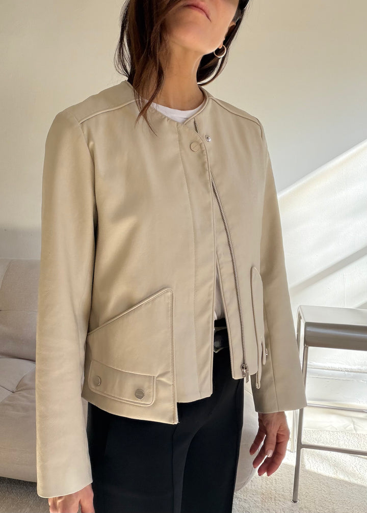 Beige leather jacket - SERRANO