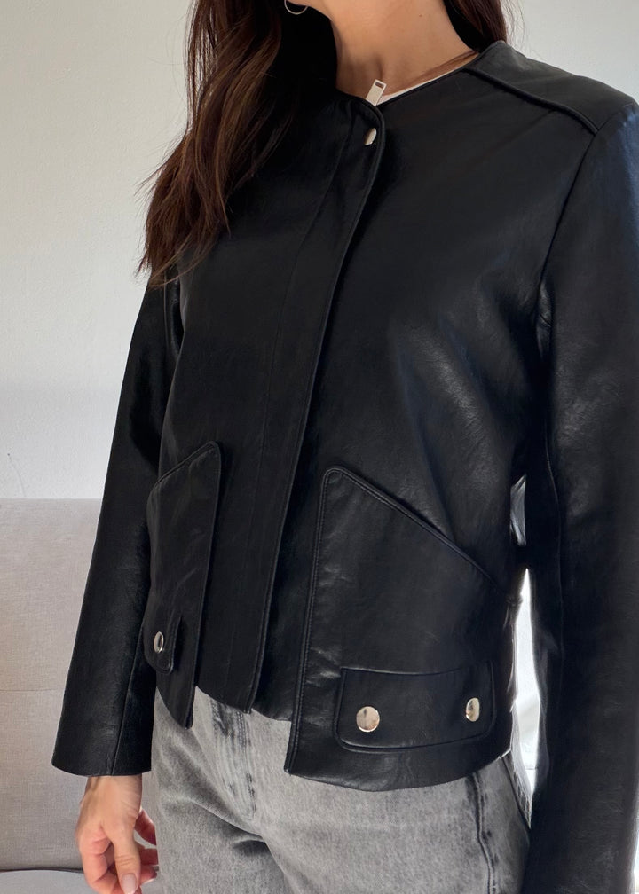 Black leather jacket - SERRANO