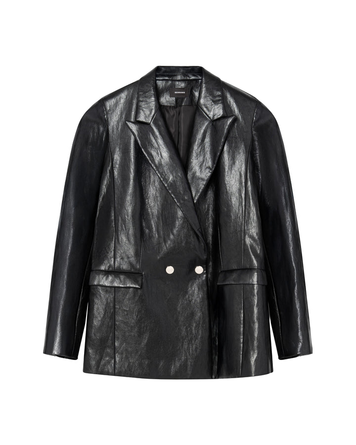 Black Vegan Leather Blazer