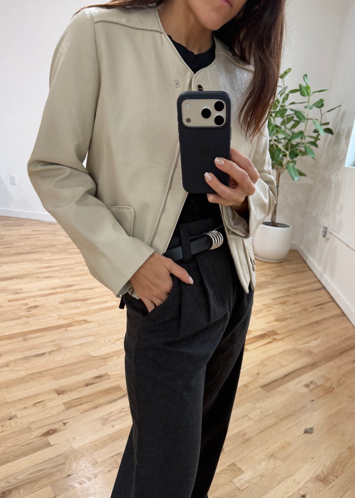 Beige leather jacket