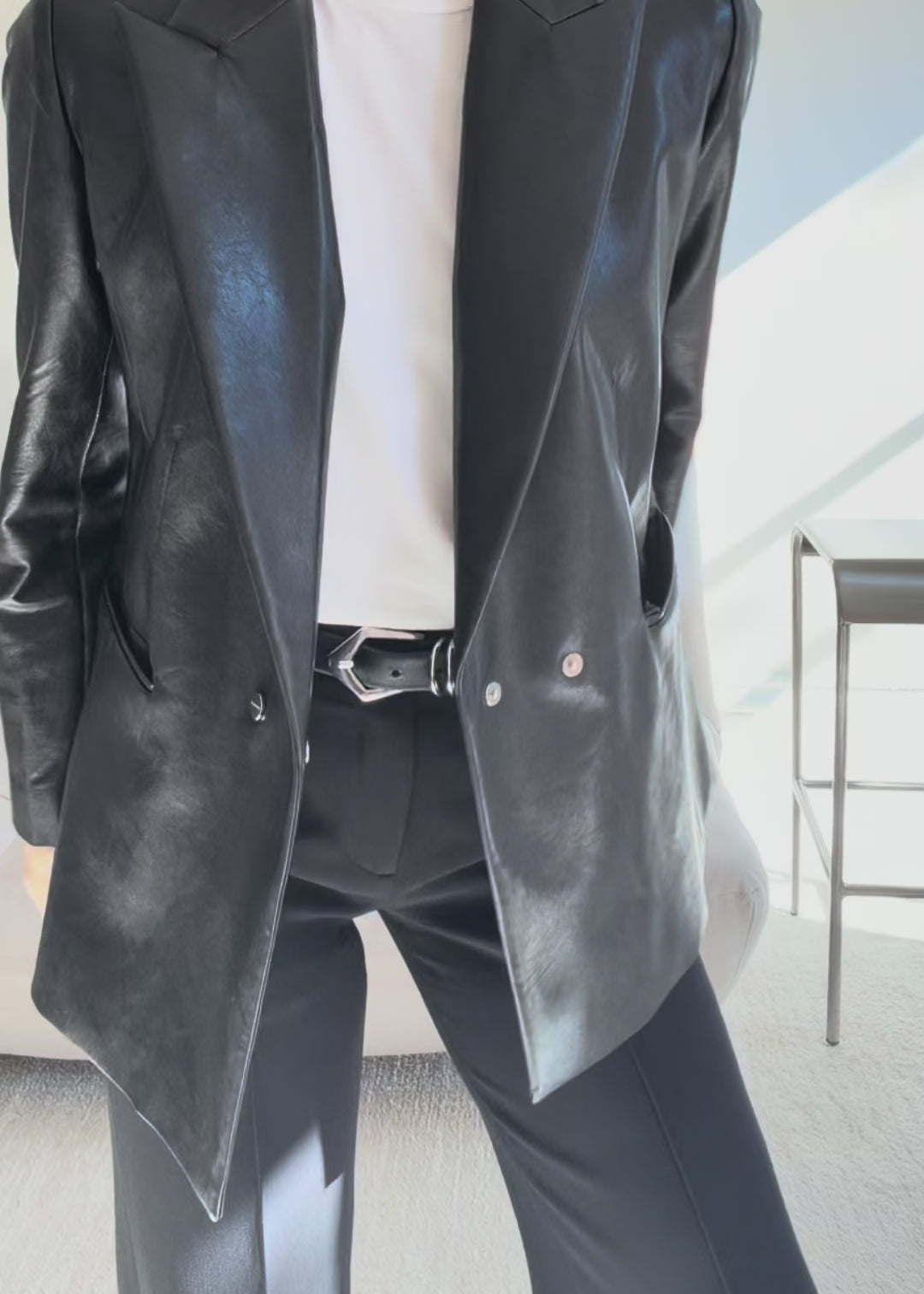 Black leather blazer