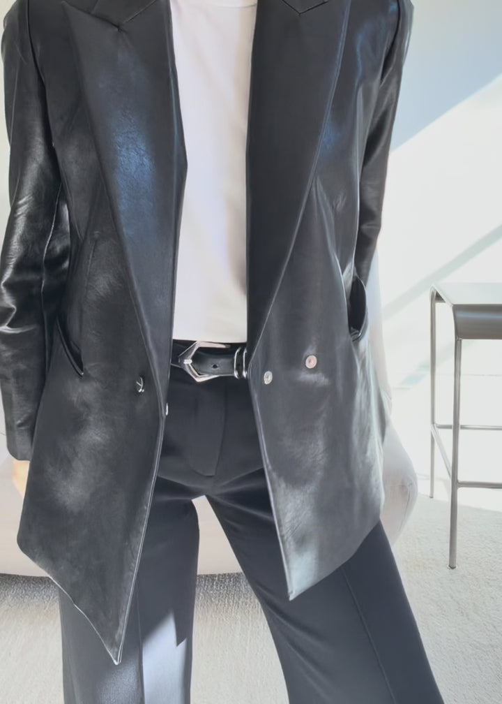 Black leather blazer