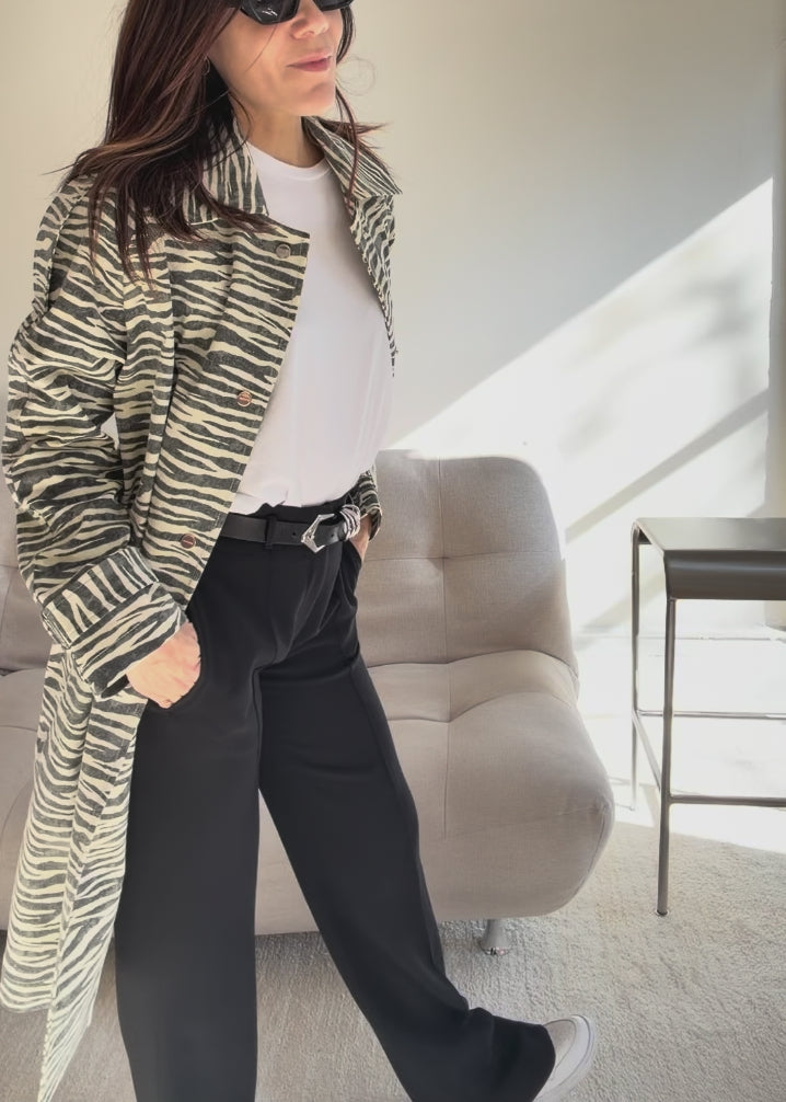 Tiger print trench coat