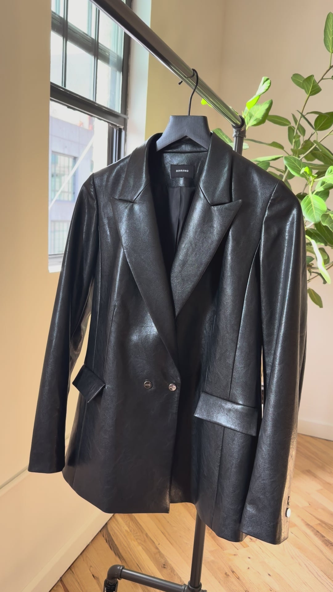 Black leather blazer