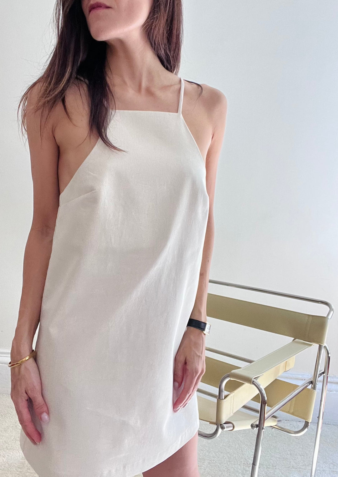 beige mini dresses Beige Mock Neck Lace Tie Mini Dress & Reviews - Beige - Dresses